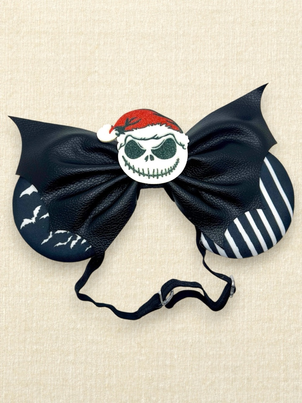 Elastic Jack Skellington Minnie Ears | Disney-Inspired Halloween Mouse Ears